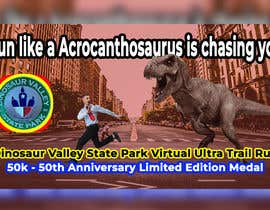 #42 untuk Dinosaur chasing man Facebook ad Banner Medal 50k Trail Run oleh rakirurrahman