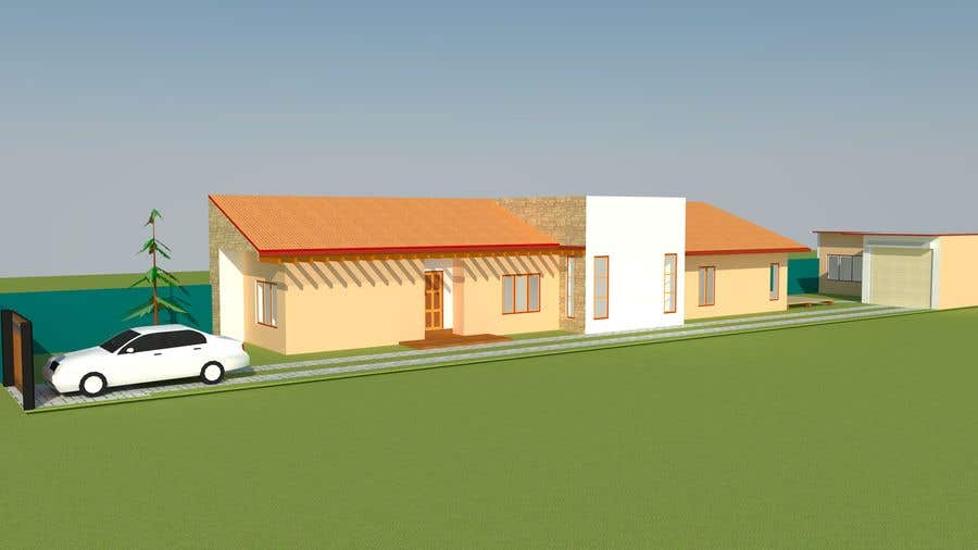Penyertaan Peraduan #39 untuk                                                 Design and 3D rendering of a 2 bedroom / 2 bathroom house
                                            