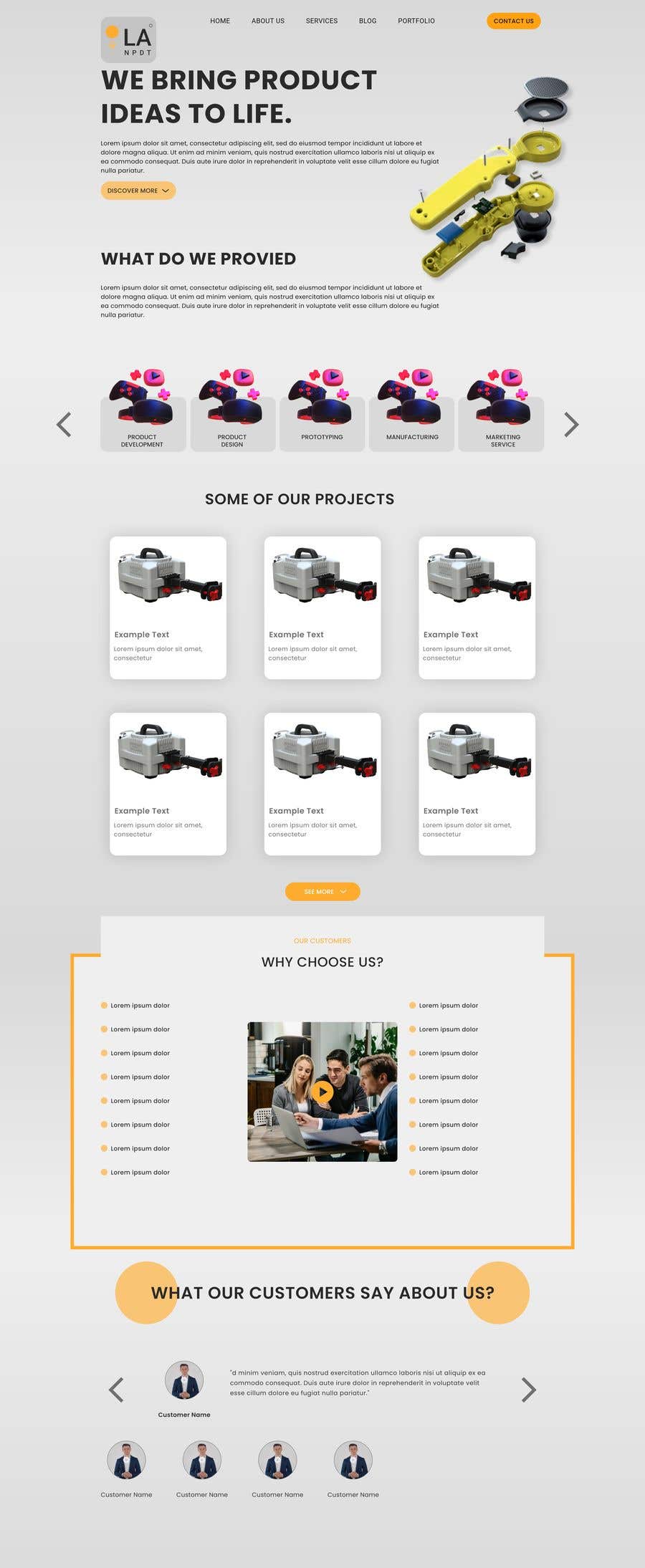 Bài tham dự cuộc thi #61 cho                                                 Design a landing page for a product design, development, and manufacturing company!
                                            