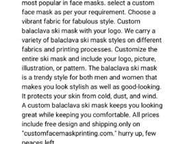 Nro 25 kilpailuun Copy For Balaclava Ski Mask Category page on Face mask Website käyttäjältä armansran129