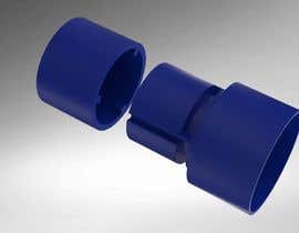 two blue plastic cylinders on a white background