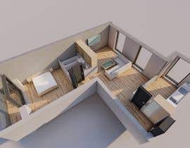 an overhead view of a 3d floor plan of a house