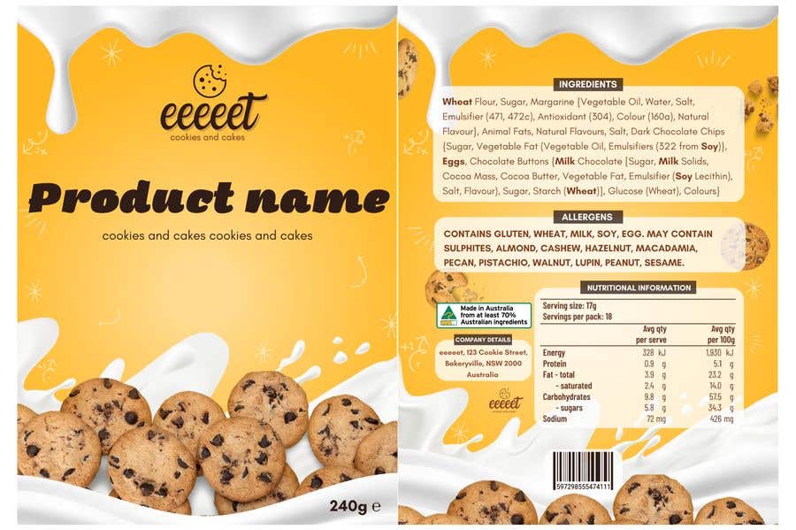 Contest Entry #99 for                                                 Design a set of labels for a new cookies and cakes brand, eeeeet - 25/01/2023 18:51 EST
                                            