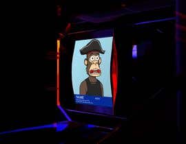 a computer screen with a cartoon face on it in a dark room