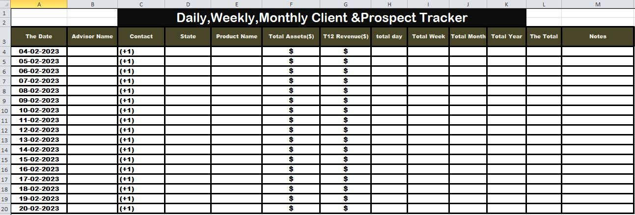 Penyertaan Peraduan #34 untuk                                                 Daily, Weekly, Monthly Client & Prospect Tracker
                                            