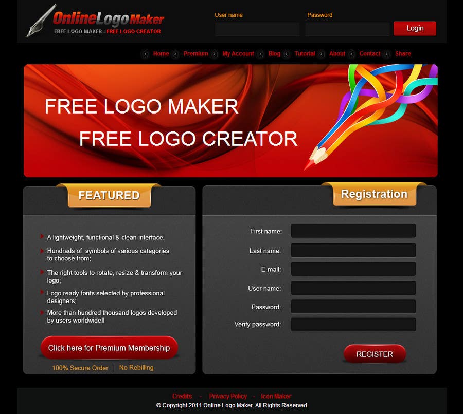 Kilpailutyö #33 kilpailussa                                                 Sign Up page for Online Logo Maker
                                            