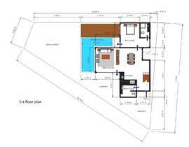Nro 64 kilpailuun make a modern architectural design/plan for a 3 bedroom 2 story house with a pool sitting on a 300 square meter lot. käyttäjältä santohusain49