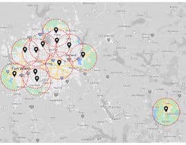 #14 za Map of Dallas Fort Worth area of Texas with 12 addresses pin and a 15 mile radius drawn around od GraphicMIU