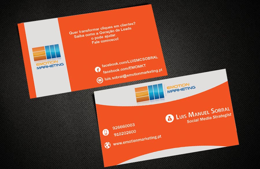 Penyertaan Peraduan #41 untuk                                                 Design a vertical (two sides)Business Card + horizontal Business Card (two sides) for Emotion Marketing
                                            
