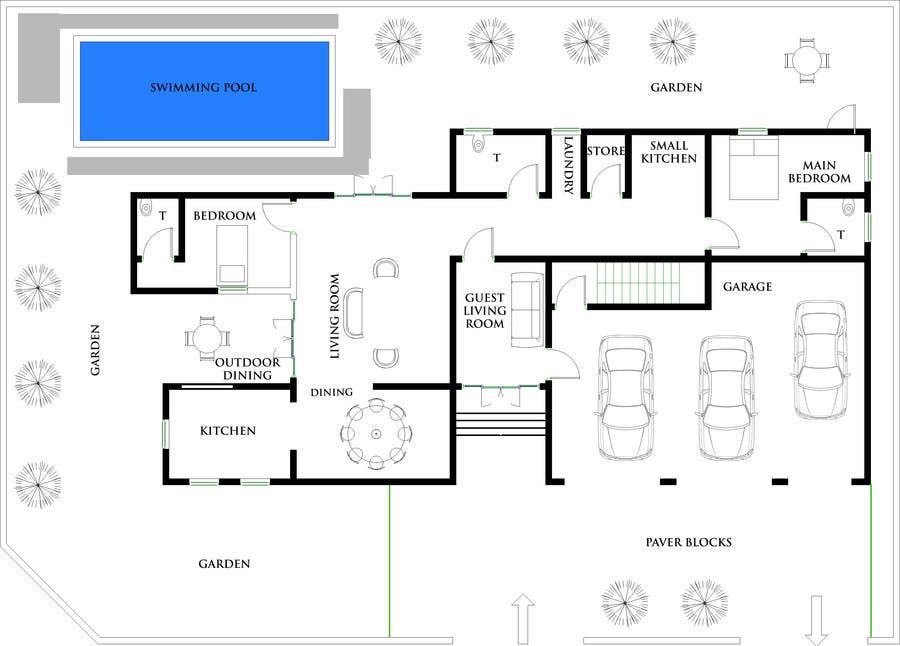Penyertaan Peraduan #63 untuk                                                 Floorplan for modern contemporary house
                                            