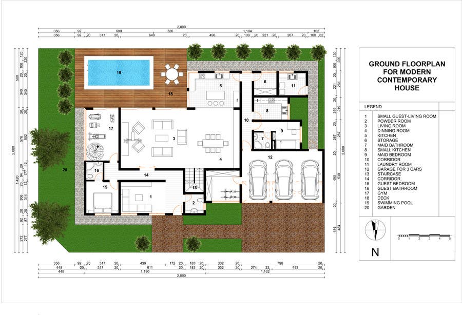Konkurrenceindlæg #62 for                                                 Floorplan for modern contemporary house
                                            