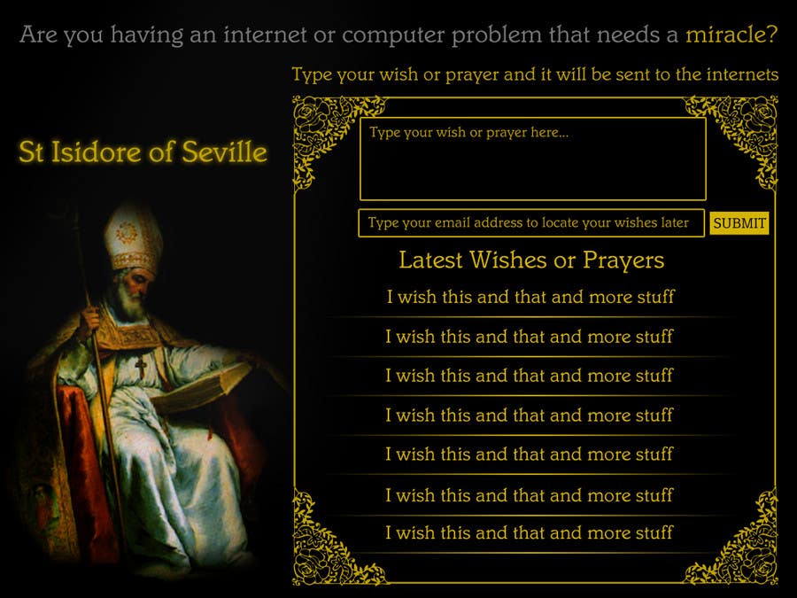 Contest Entry #11 for                                                 Graphic Design for One page web site for the Saint Of the Internet: St. Isidore of Seville
                                            