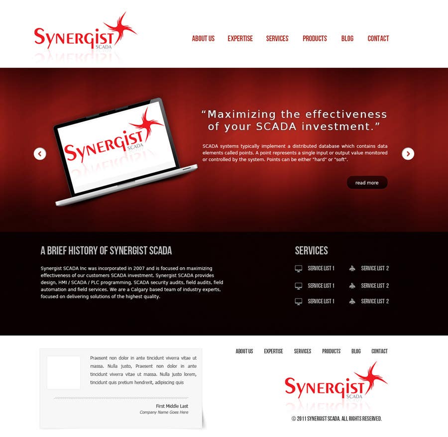 Contest Entry #5 for                                                 Wordpress Theme Design for Synergist SCADA INC
                                            