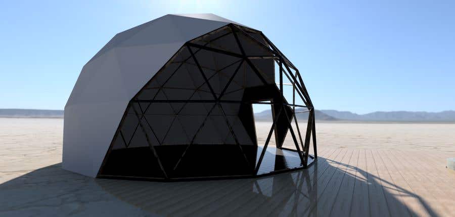 Proposition n°3 du concours                                                 Rendering of a geodesic dome house connected with a tunnel
                                            