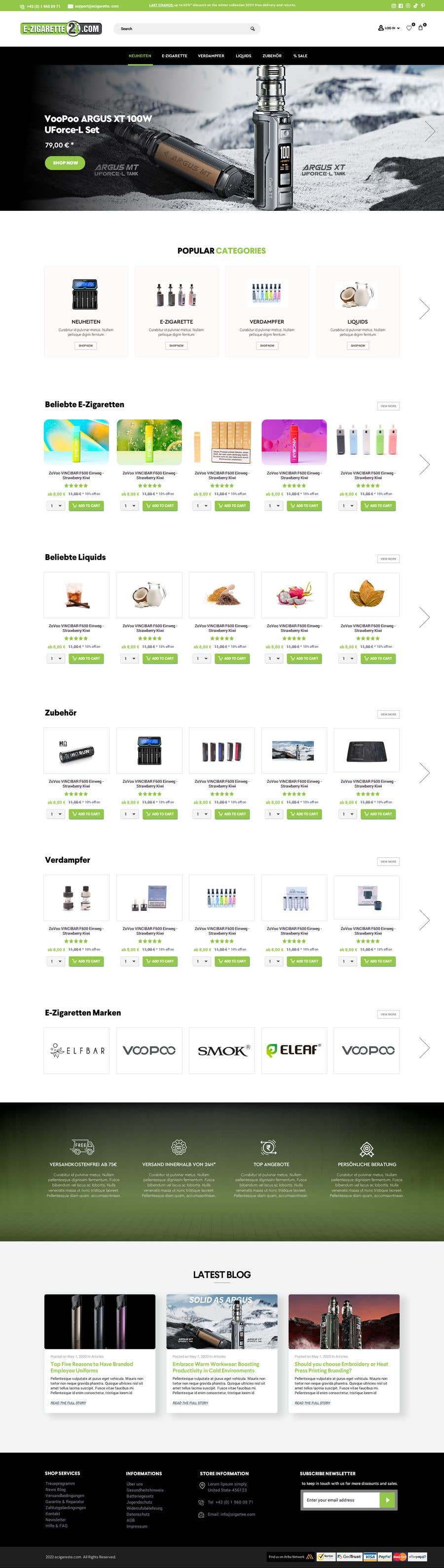 Kilpailutyö #41 kilpailussa                                                 Create redesign for E-Cigarette Onlineshop (Home Site)
                                            
