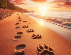 #103 untuk image of beach at sunset with footprints next to pawprints in sand oleh Itzrixwan