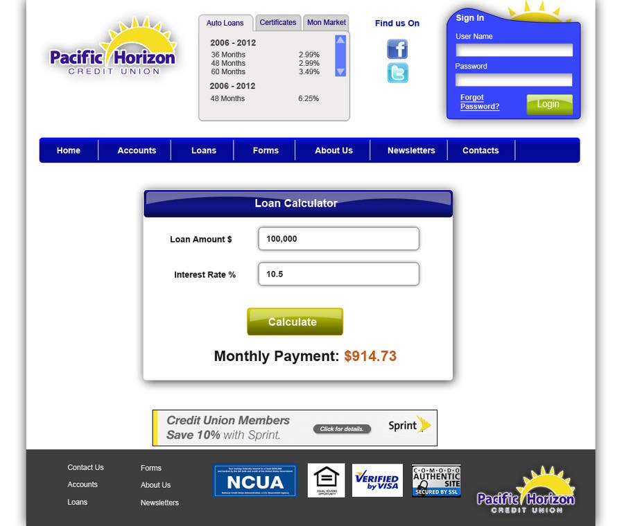 Natečajni vnos #49 za                                                 Website Design for Pacific Horizon Credit Union
                                            