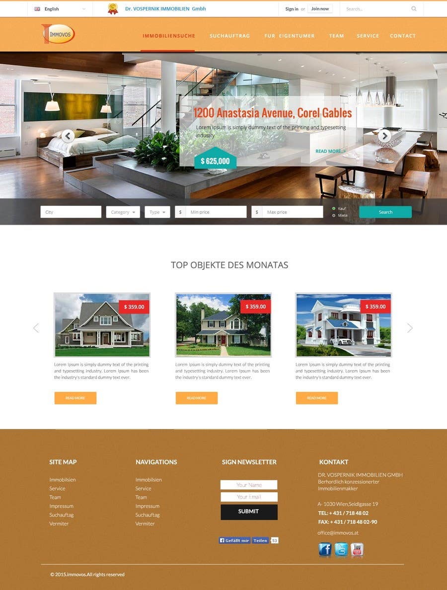 Penyertaan Peraduan #57 untuk                                                 new website screendesign for real estate company
                                            
