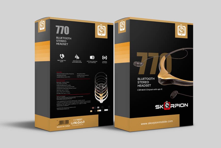 Penyertaan Peraduan #18 untuk                                                 Create Print and Packaging Designs for Skorpion Bluetooth Headset
                                            