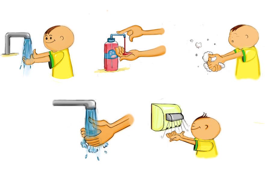 Konkurrenceindlæg #6 for                                                 5 drawings for a strip depicting the washing of hands for children
                                            