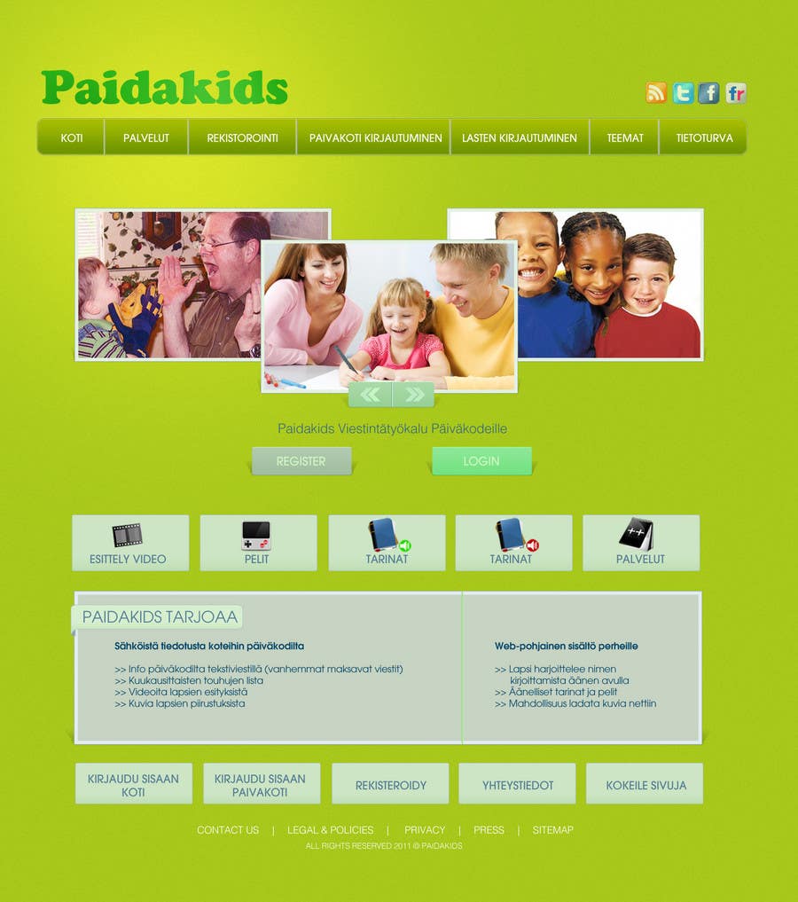 
                                                                                                                        Konkurrenceindlæg #                                            22
                                         for                                             Graphic Redesign: Front page of web app for nursery schools (PSD)
                                        