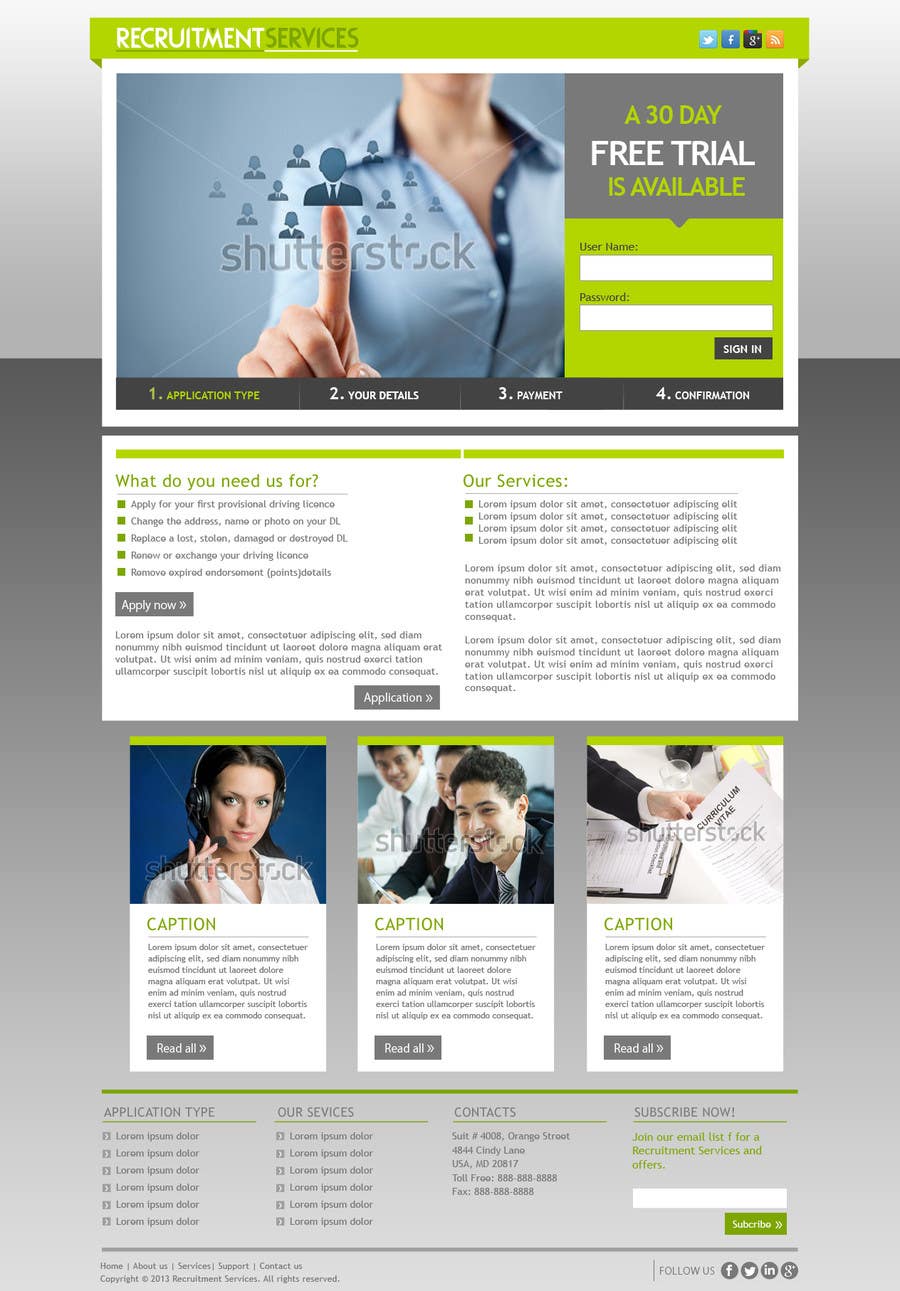 Kilpailutyö #9 kilpailussa                                                 Recruitment website home page design
                                            