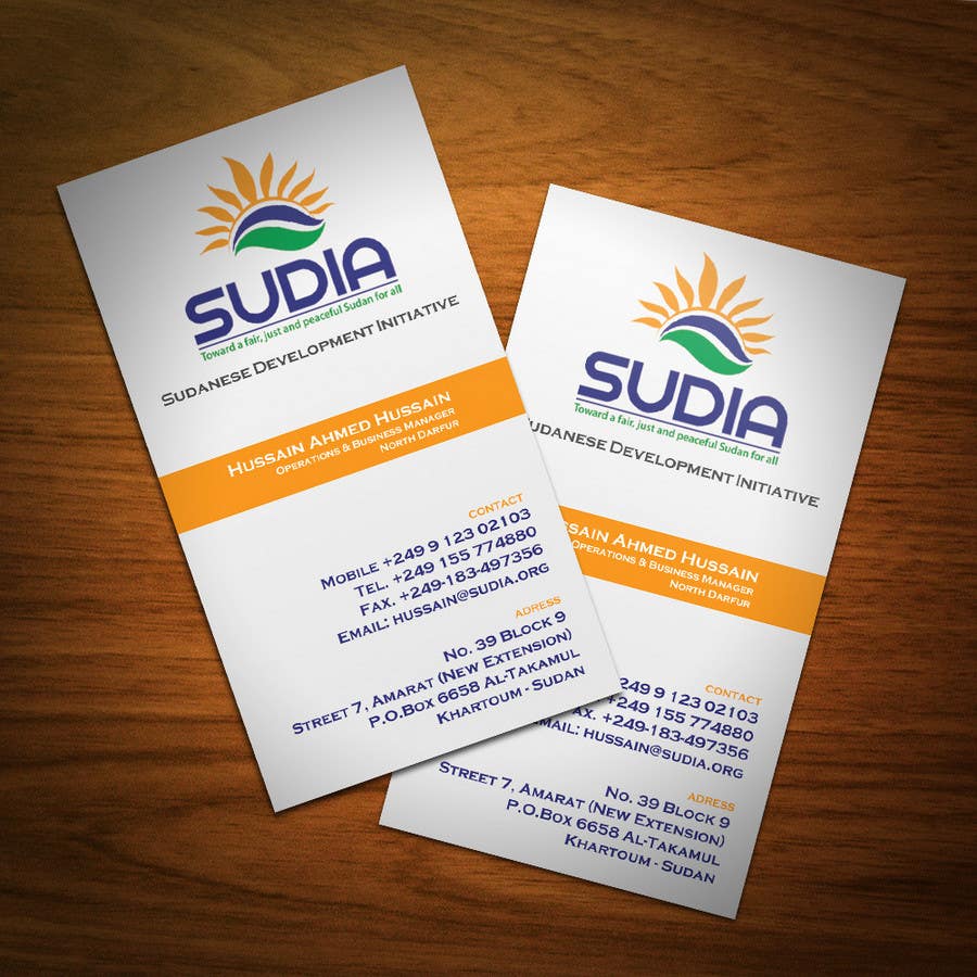 Wettbewerbs Eintrag #20 für                                                 Business Card Design for SUDIA (Aka Sudanese Development Initiative)
                                            