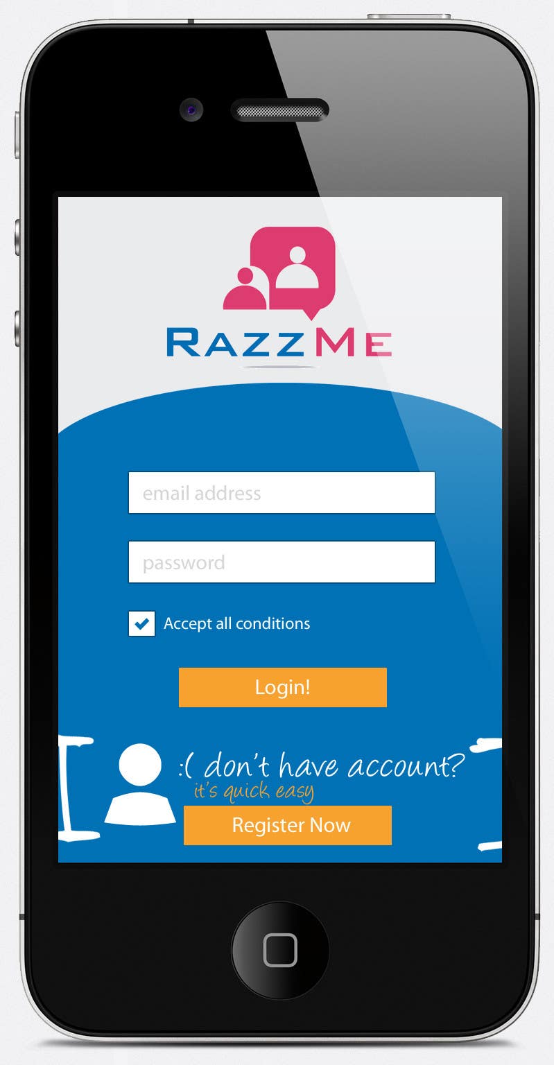 Proposition n°4 du concours                                                 Design an App Mockup for RazzMe
                                            