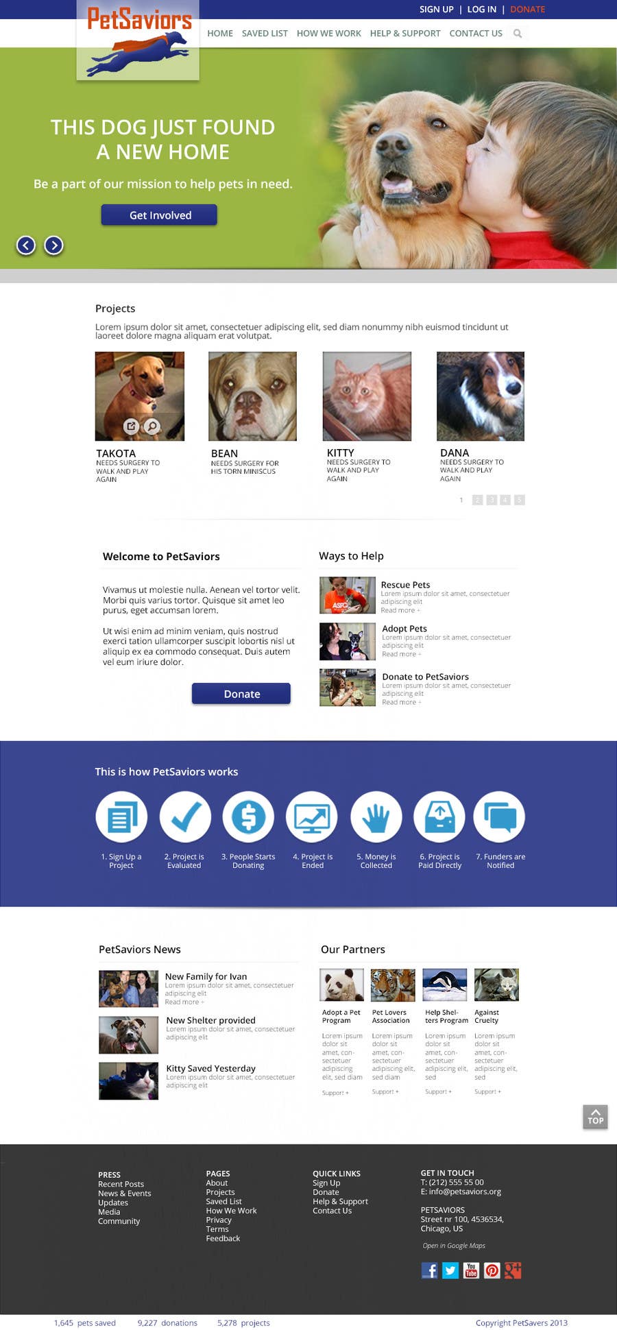 Proposition n°35 du concours                                                 Design an awesome Website mock-up for PetSaviors
                                            