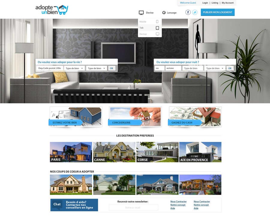 Penyertaan Peraduan #5 untuk                                                 Design a Website Mockup for a real estate website
                                            