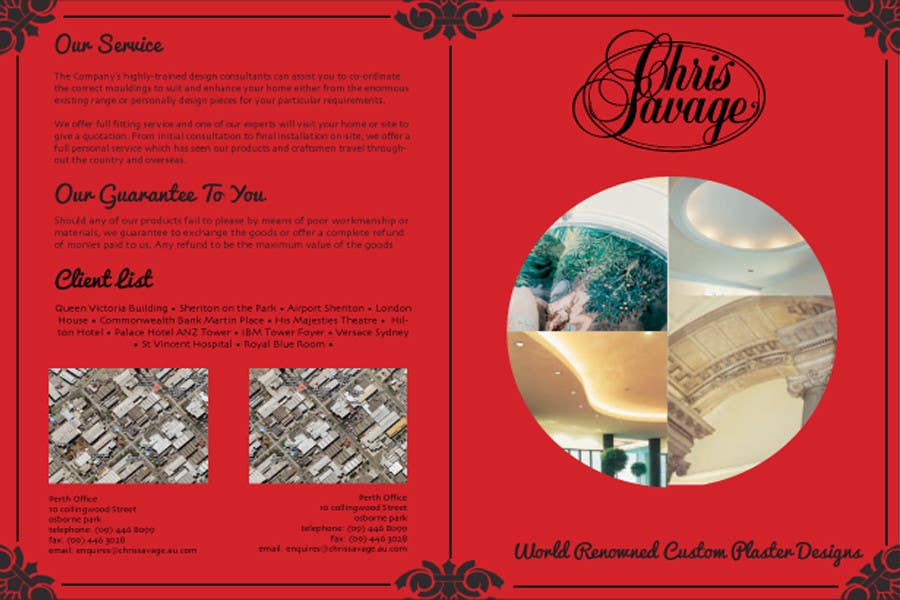 Inscrição nº 32 do Concurso para                                                 Brochure Design for Chris Savage Plaster Designs
                                            