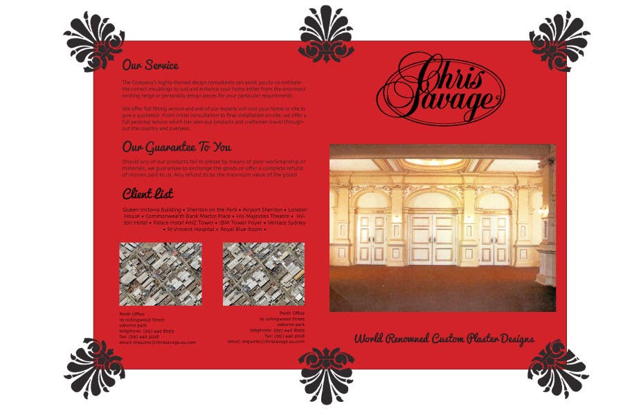 Penyertaan Peraduan #35 untuk                                                 Brochure Design for Chris Savage Plaster Designs
                                            