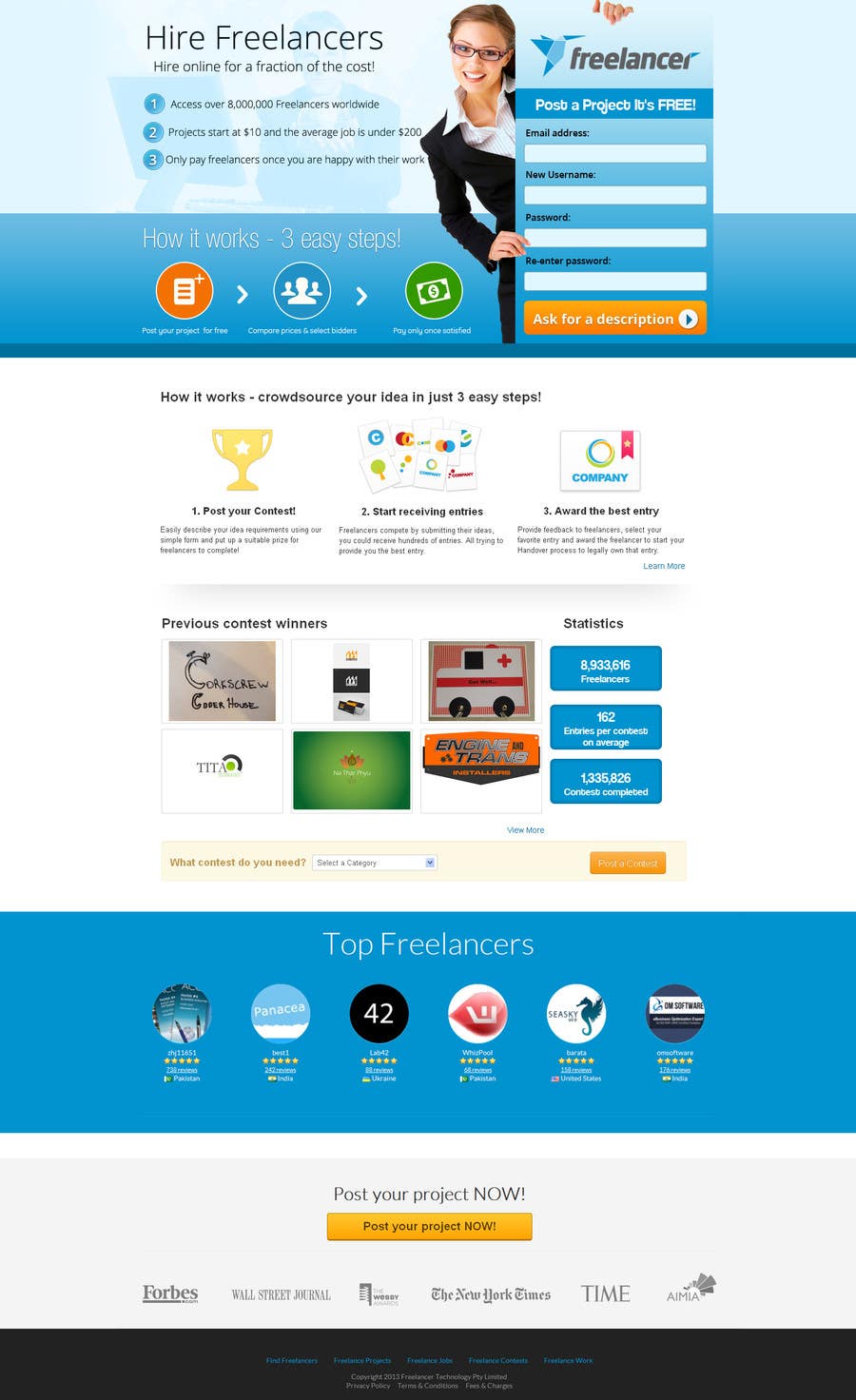 Bài tham dự cuộc thi #48 cho                                                 Freelancer.com Landing Page Design - High Conversion Webpage Design
                                            