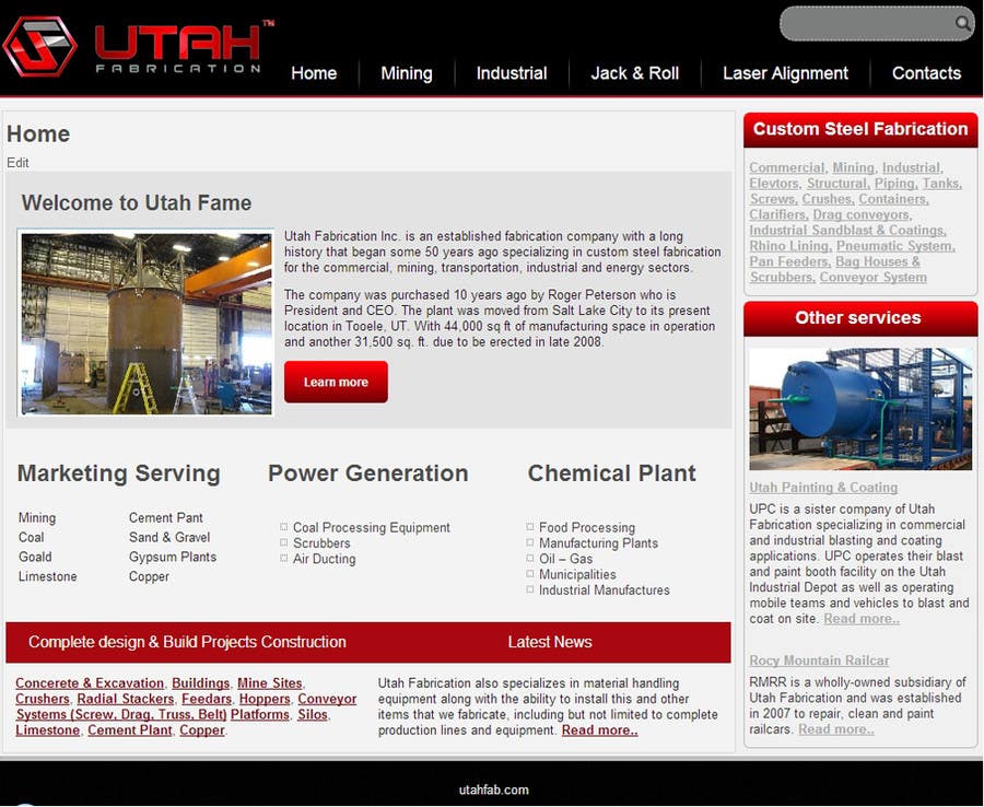 Konkurrenceindlæg #8 for                                                 Design a Website Mockup for Utah Fabrication
                                            