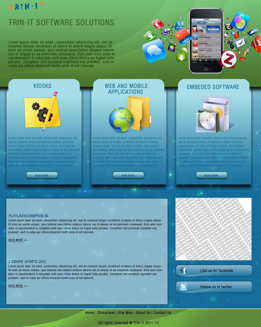 Kilpailutyö #12 kilpailussa                                                 Website Design for Trin-iT Software Solutions
                                            