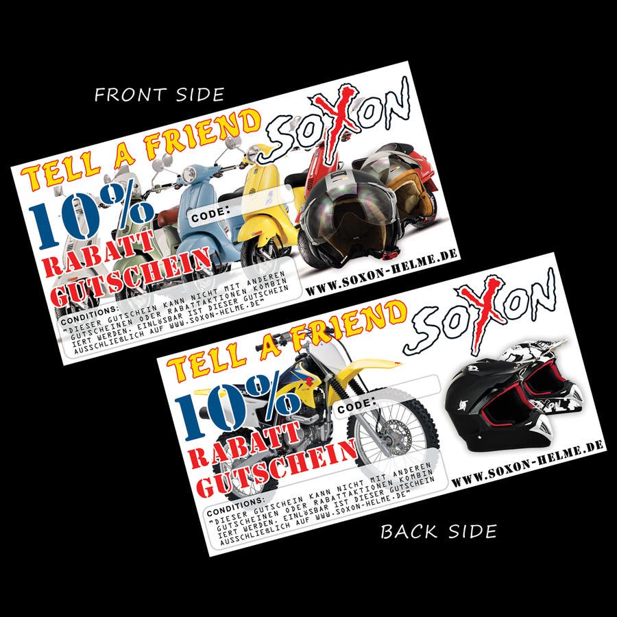 
                                                                                                                        Contest Entry #                                            6
                                         for                                             Voucher Design graphic front & Back for helmet brand Size: 7x14cm
                                        