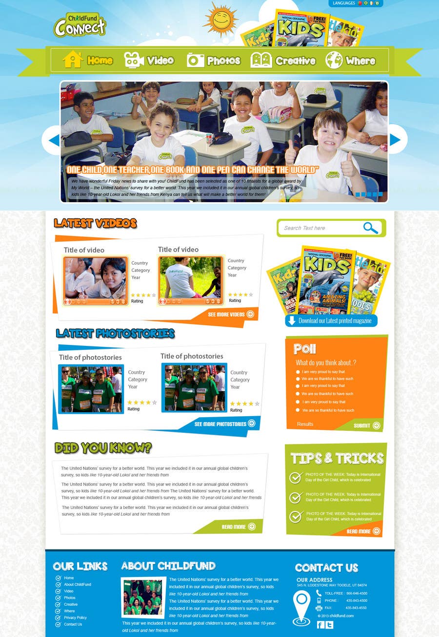 Penyertaan Peraduan #40 untuk                                                 Design a Website Mockup for educational online magazine for children
                                            