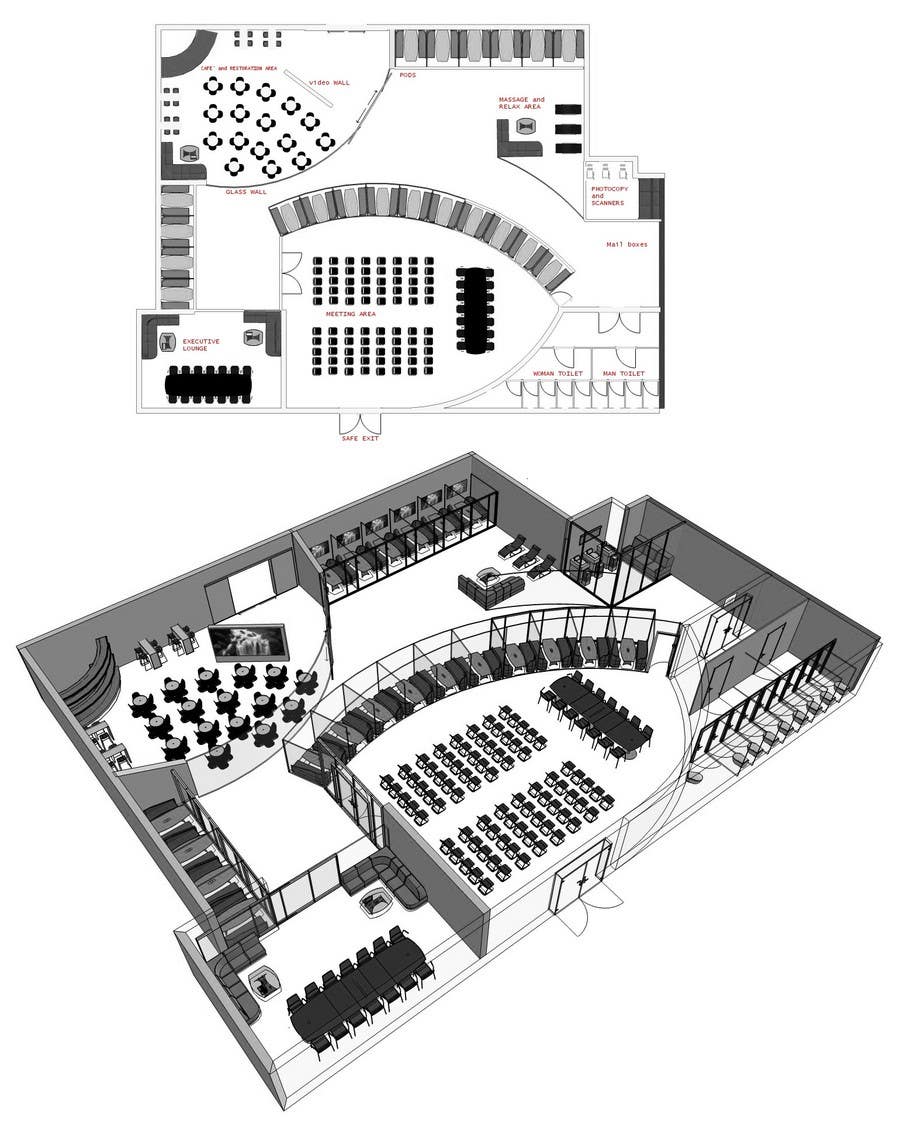 Contest Entry #15 for                                                 Architectural Floorplan Layout for PolarPointe Business Cafe
                                            