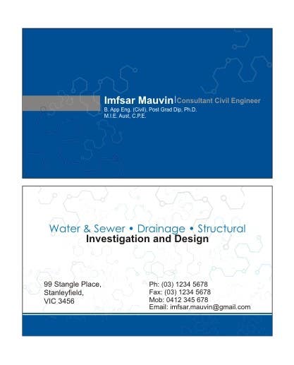 Proposition n°68 du concours                                                 Design some Business Cards for Imfsar Mauvin
                                            
