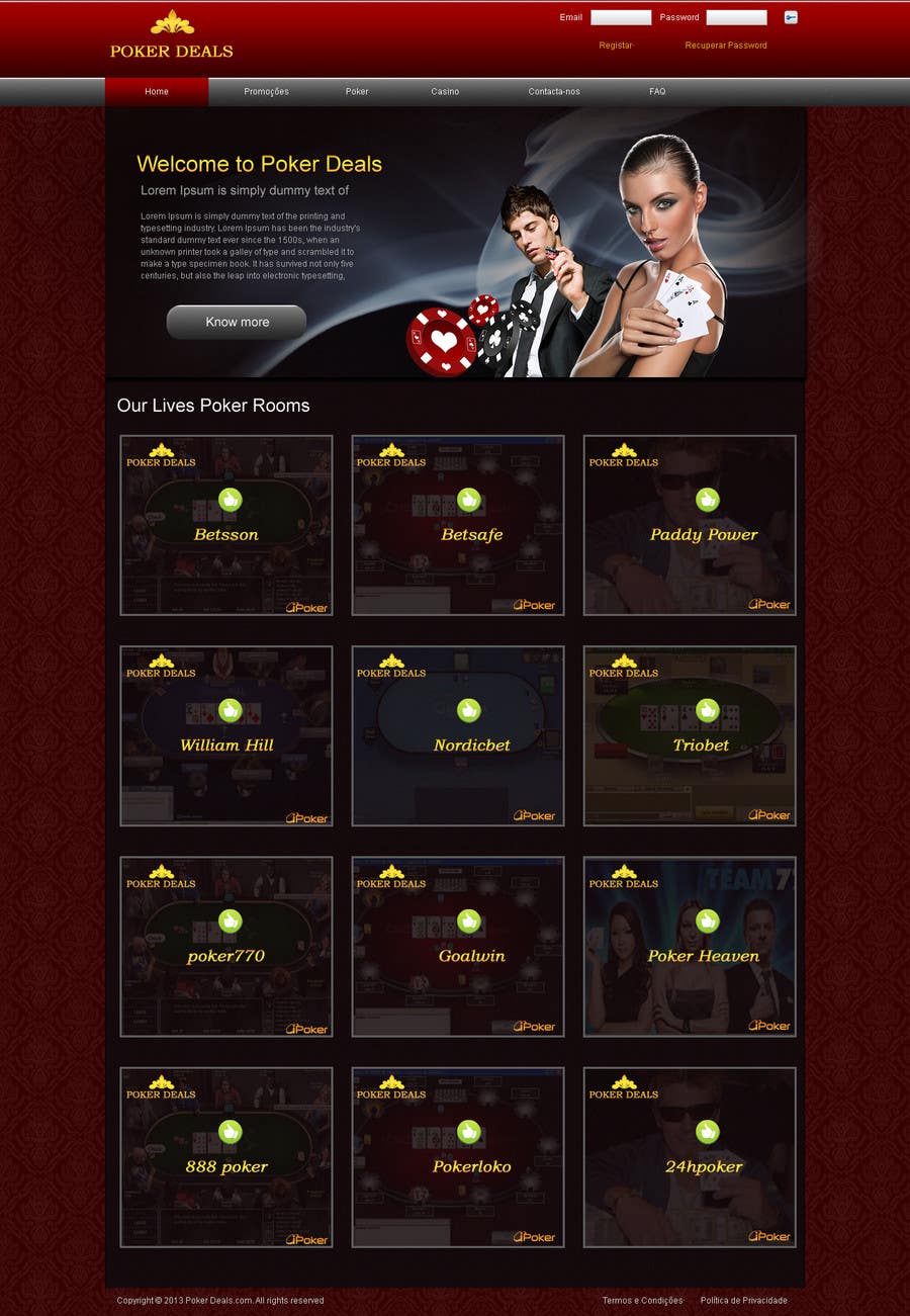 Konkurrenceindlæg #8 for                                                 Home Page for a poker deals website
                                            