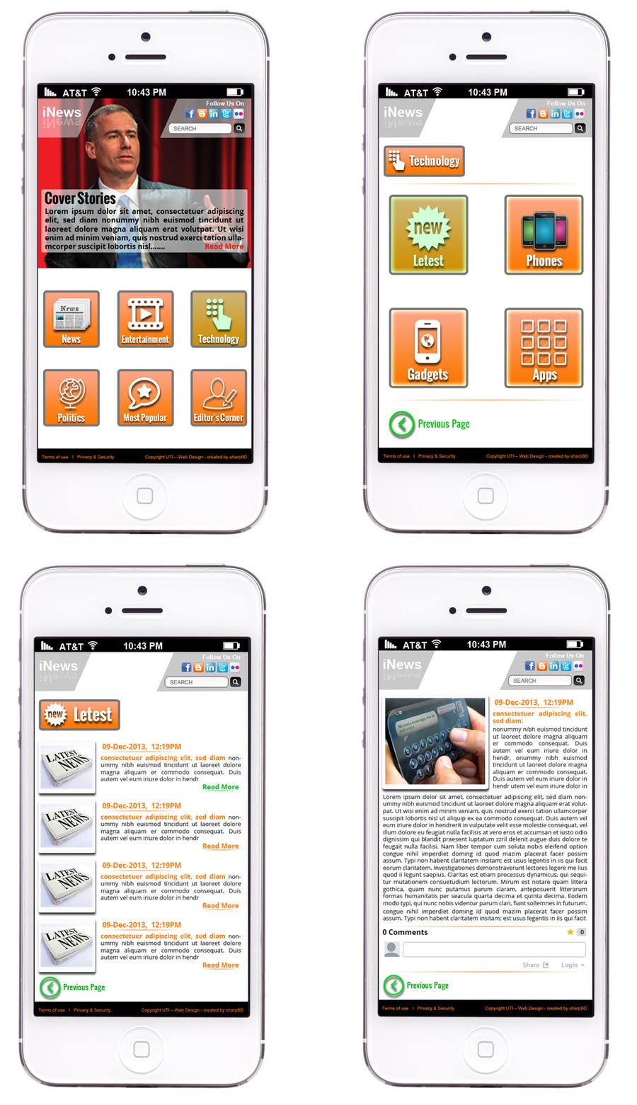 Tävlingsbidrag #12 för                                                 Design the User interface for a Mobile News App
                                            