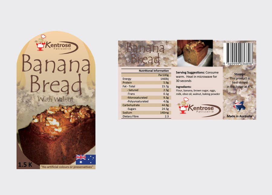 Entri Kontes #77 untuk                                                Banana bread packaging label design
                                            