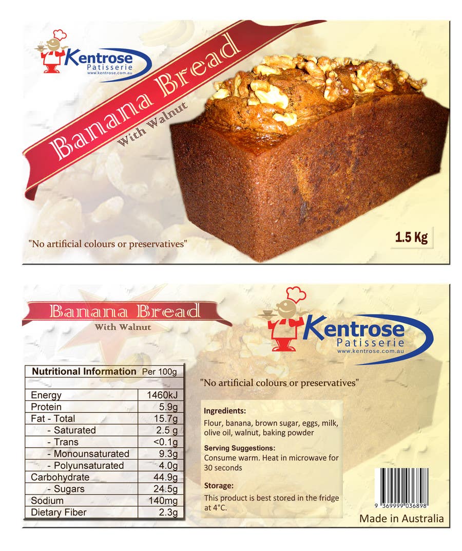 Penyertaan Peraduan #42 untuk                                                 Banana bread packaging label design
                                            