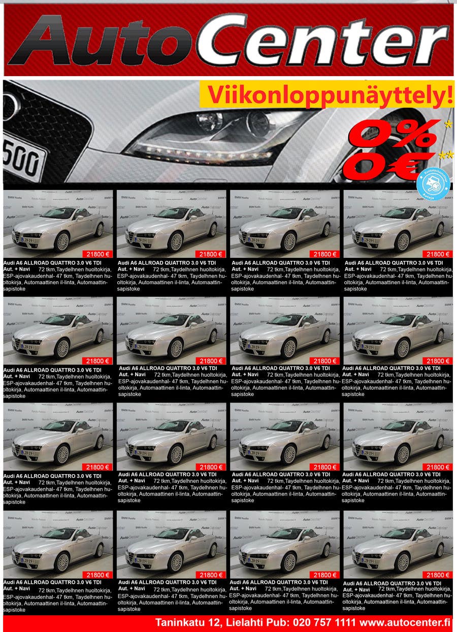 Kilpailutyö #19 kilpailussa                                                 Re-design car dealer newspaper ad's
                                            
