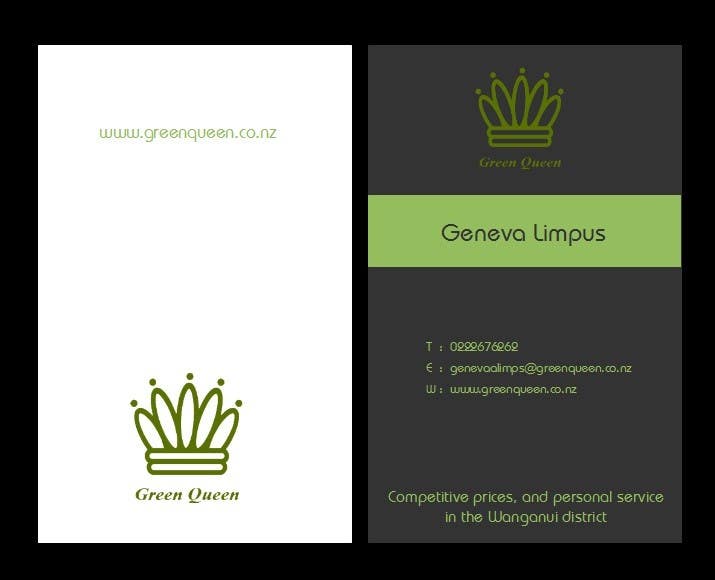 
                                                                                                                        Inscrição nº                                             64
                                         do Concurso para                                             Design some Business Cards for Green Queen
                                        