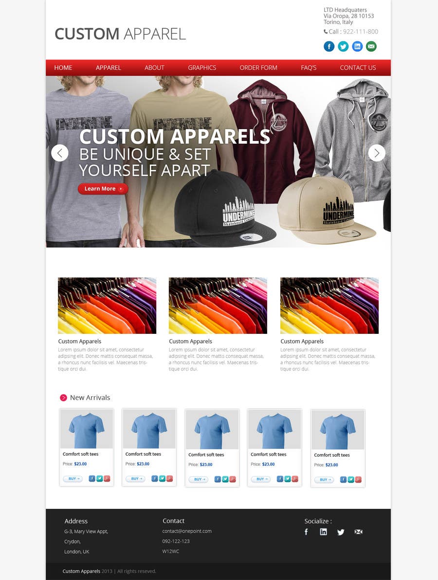 
                                                                                                                        Konkurrenceindlæg #                                            7
                                         for                                             Design a Website Mockup for a custom apparel business
                                        