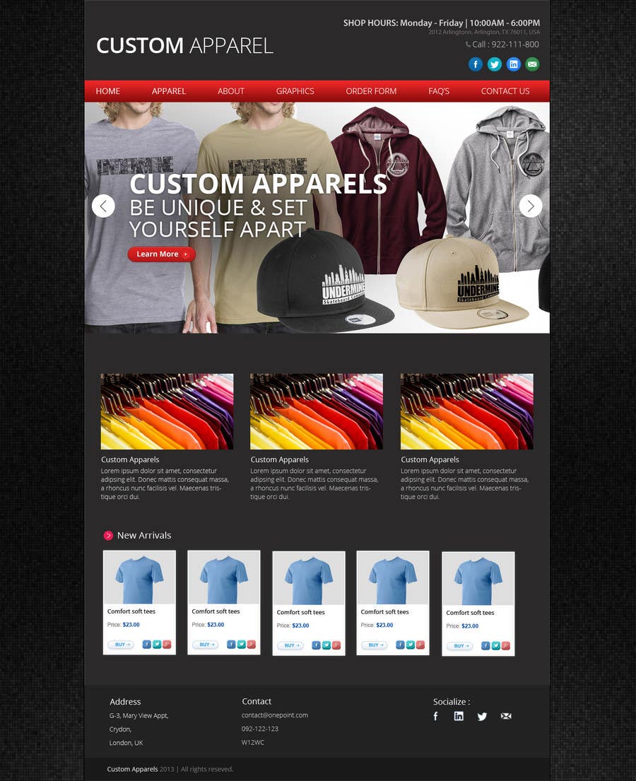 Konkurrenceindlæg #8 for                                                 Design a Website Mockup for a custom apparel business
                                            