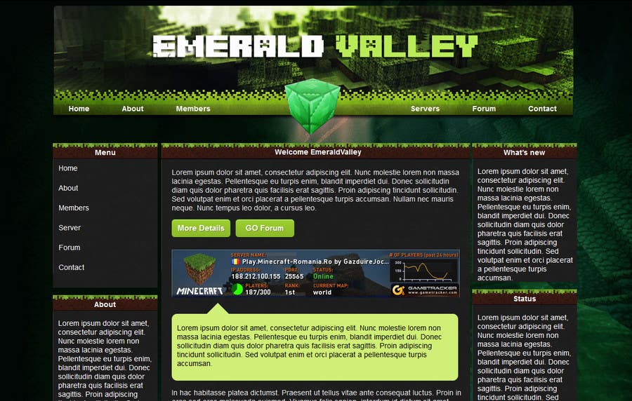 Proposition n°5 du concours                                                 Design a basic HTML website template for my Minecraft Server
                                            