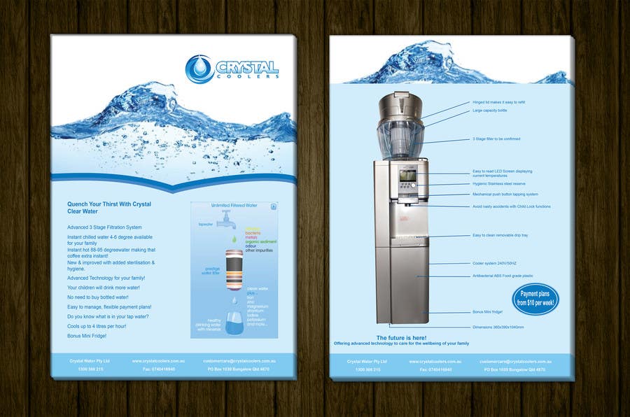Kilpailutyö #17 kilpailussa                                                 Design a Product flyer for a Water Cooler
                                            