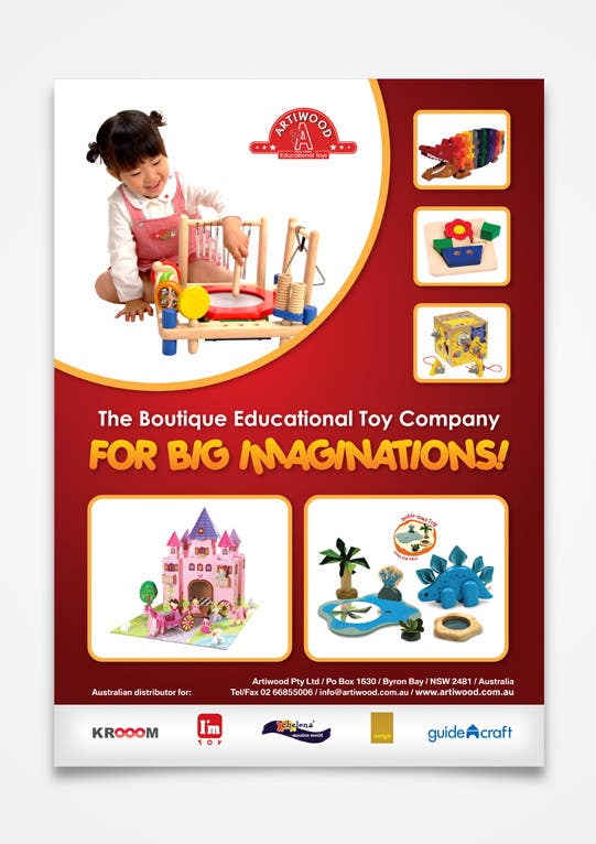 Kilpailutyö #77 kilpailussa                                                 Advertisement Design for Artiwood Educational Toys (A4)
                                            